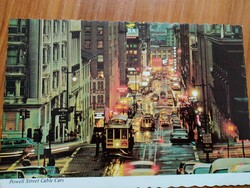 Amerika, San Francisco, cable car, felvonórendszer, postatiszta képeslap