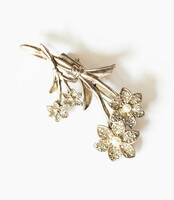 Huge silver brooch flower bouquet, lily / daffodil - vintage brooch, pin