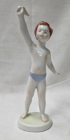 Aquincumi integető kisfiú porcelán figura hibátlan állapotban