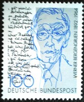 N1629 / Germany 1992 werner bergengruer stamp postal clerk