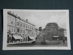 Képeslap,Postcard, Szeged, Klauzál tér, Kossuth szobor, látkép,részlet,1955