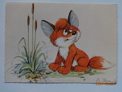 Old postal clean postcard with fairy tale characters: Vuk, the little fox (Pannonia film studio)