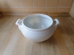 Old white porcelain bowl with handle 16 cm