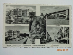Old postcard: Szeged (Palace of Culture, Tisza Bridge, Tisza Bank, Lourdes Cave Chapel