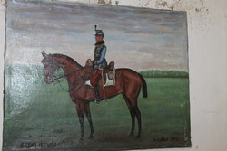 Szignált lovas festmény 572