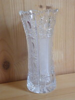 Old small crystal vase with rich polished pattern