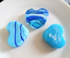 Murano glass hearts 3 pcs together 2.5cm