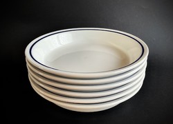 Alföldi 6 db kék csíkos főzelékes menza tányér