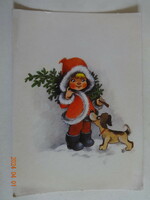 Old graphic Christmas card - drawing by Zsuzsa Füzesi