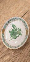 Flawless Herend porcelain ashtray, bowl, decorated with a green Appony pattern.