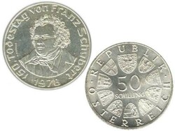 Silver 50 schilling franz schubert, austria 1978