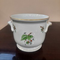 Herend Hecsedli, rosehip-patterned porcelain 2-handled bowl