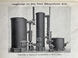 Julius Pintsch A.G, Berlin - Sauggasanlage antik műszaki ismertető ,1908