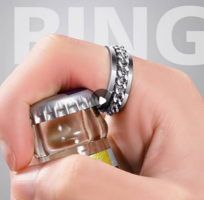 Lánccal díszített orvosi acél ezüstszínű férfi gyűrű 3 méretben