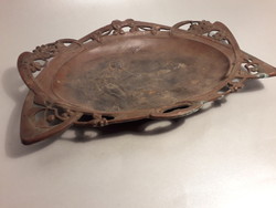 Nagyon antik!!! Royal Zinn 1642 számmal jelzett  Art Nouveau ón tál tálca tavasz tündér motívummal