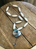 Muránói üveg nyaklánc ezüst dísszel, ezüst szerelékkel