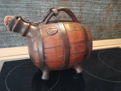 Rare beautiful ceramic drinking barrel, probably German according to the seal, approx. 20 Cm