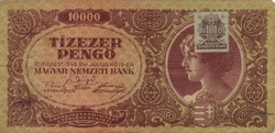 10000 pengő 1945 bélyeggel