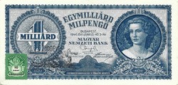One billion milpengő with 10,000 tax pengő stamps and 