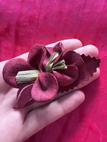 Vintage bőr virág bross kitűző
