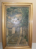 Sándor Antal, address: ilona stairs oil 37cm.X 21.5cm.