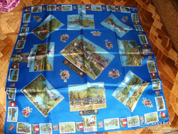Silk scarf with Salzburg attractions not used size: 69 x 69 cm