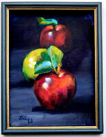 Queuing! - Framed acrylic painting - 24 x 18 cm
