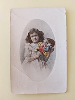 Old photo postcard little girl
