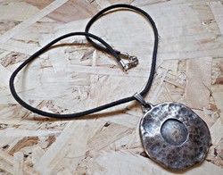 Vintage avgad marked handmade pendant on fabric chain