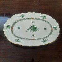Herend green appony pattern porcelain serving plate with meat and steak