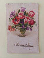 Régi virágos képeslap tulipán
