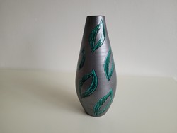 Old retro leaf pattern ceramic vase 30.5 cm