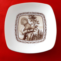 Wallendorf porcelán tányér, gyűrűtartó tálka, fajdkakas mintával. Ritka, kuriózum