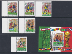 Football World Cup 1990** stamp line + block