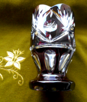 Vastag masszív  kristály  váza-  Bider stíl 14 cm