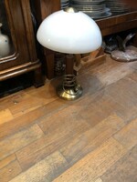 Art deco stilusú asztali lámpa, 28 cm.es magasságú, üveg búrával.