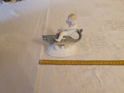 Herend boy riding a fish/putto porcelain
