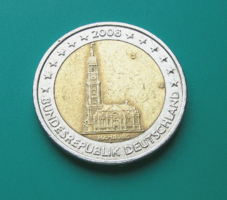 Németország -  2 euró emlékérme –2008 - Hamburg - "J" - Szent Mihály-templom