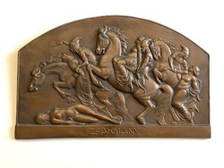 Booty antique cast bronze wall picture fighting soldiers and naked women relief wall picture 25 x 40 cm