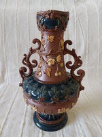 Antique majolica baroque floor vase, wilhelm schiller & sons 37 x 24 cm