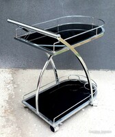 Chrome glass vintage cart negotiable art deco design