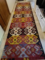 Hand-woven kilim carpet 410 x 115 cm