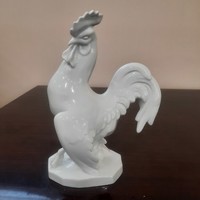 Large white Herend porcelain rooster figure 23 cm