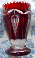 Vastag masszív  kristály  váza-   szőlőfürtős csiszolással  Bider stíl