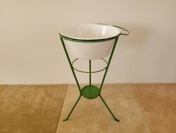 Vintage Metal Frame Basin Stand with Enamel Basin