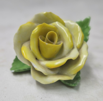 Herendi régi porcelán sárga rózsa