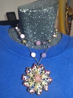 Old 1960s adjustable necklace neck blue 76 cm long chain