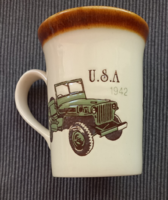 Angol veterán   autós porcelán bögre U.S.A. 1942