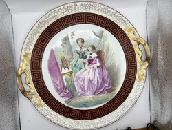 Porcelain table center with Hüttl pest mark, fine, hand painted. 36 cm diameter.4662