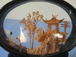 Keleti faragott parafa kép lakk keretben